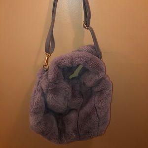 free people grey furry bag
